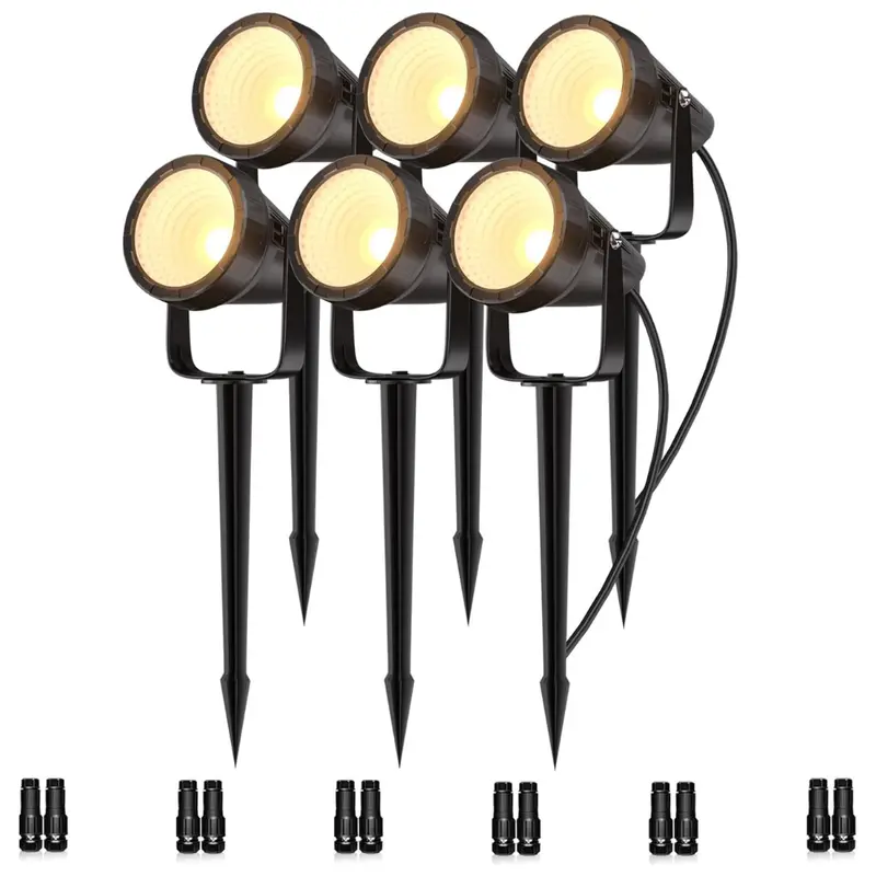 6-Pack Outdoor Spot Landscape Lights W/ Connectors & Transformer 1