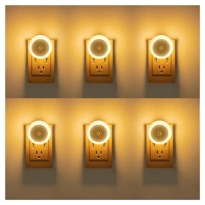 6-Pack Plug Into Wall Led Night Lights With Dusk To Dawn Sensors 1