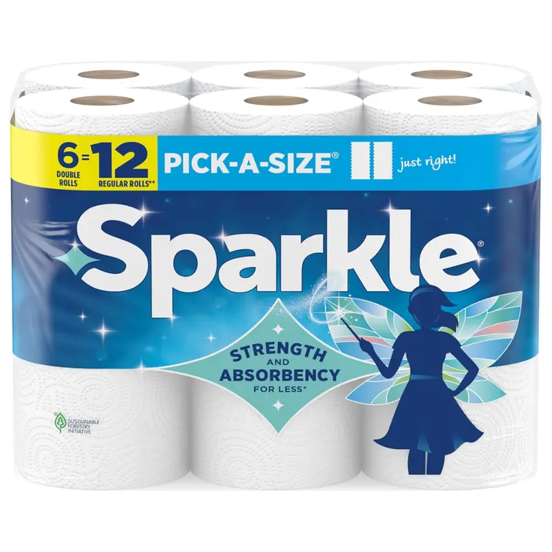 6-Pack Sparkle Pick-A-Size 2-Ply Paper Towels Double Rolls (110 Sheets Per Roll) 1