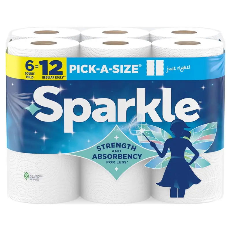 6-Pack Sparkle Pick-A-Size 2-Ply Paper Towels Double Rolls (110 Sheets Per Roll) 1