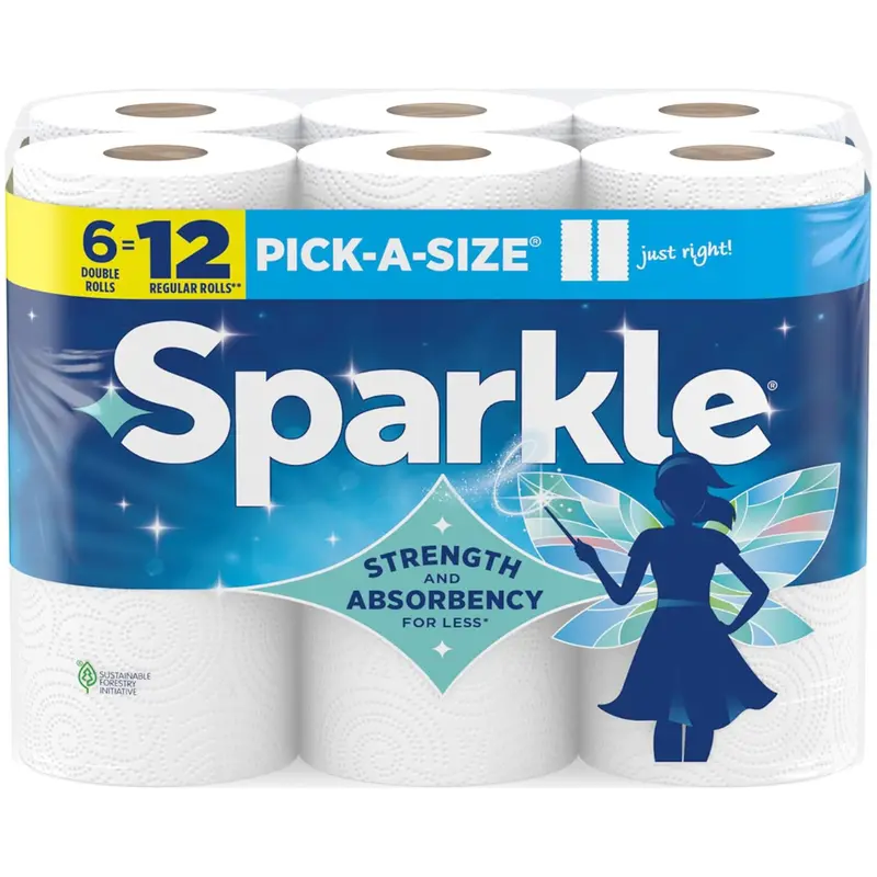 6-Pack Sparkle Pick-A-Size 2-Ply Paper Towels Double Rolls (110 Sheets Per Roll) 1