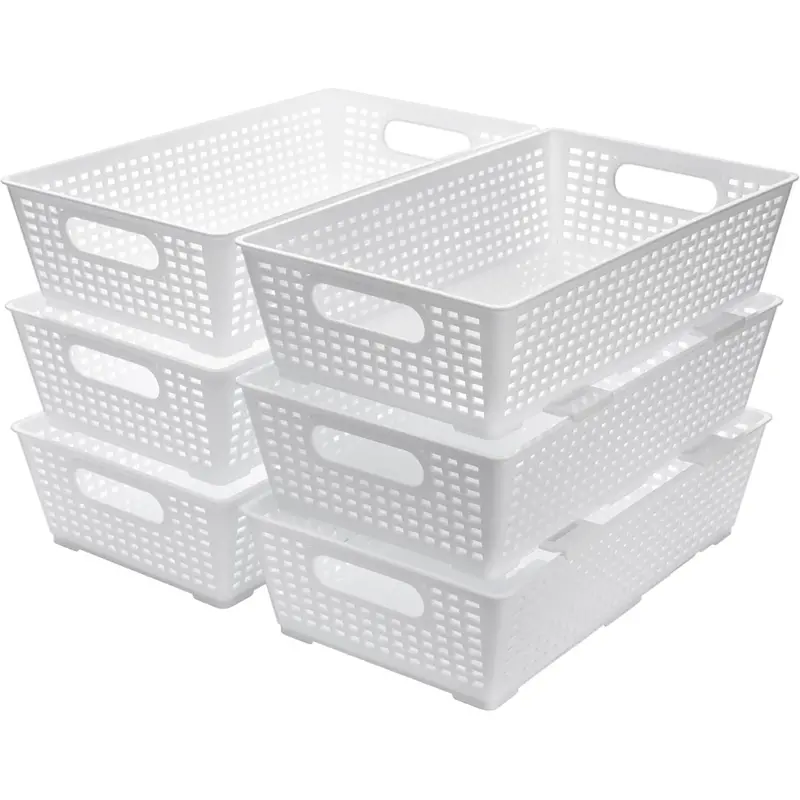 6-Pack Tiawudi Stackable Woven Plastic Basket 1