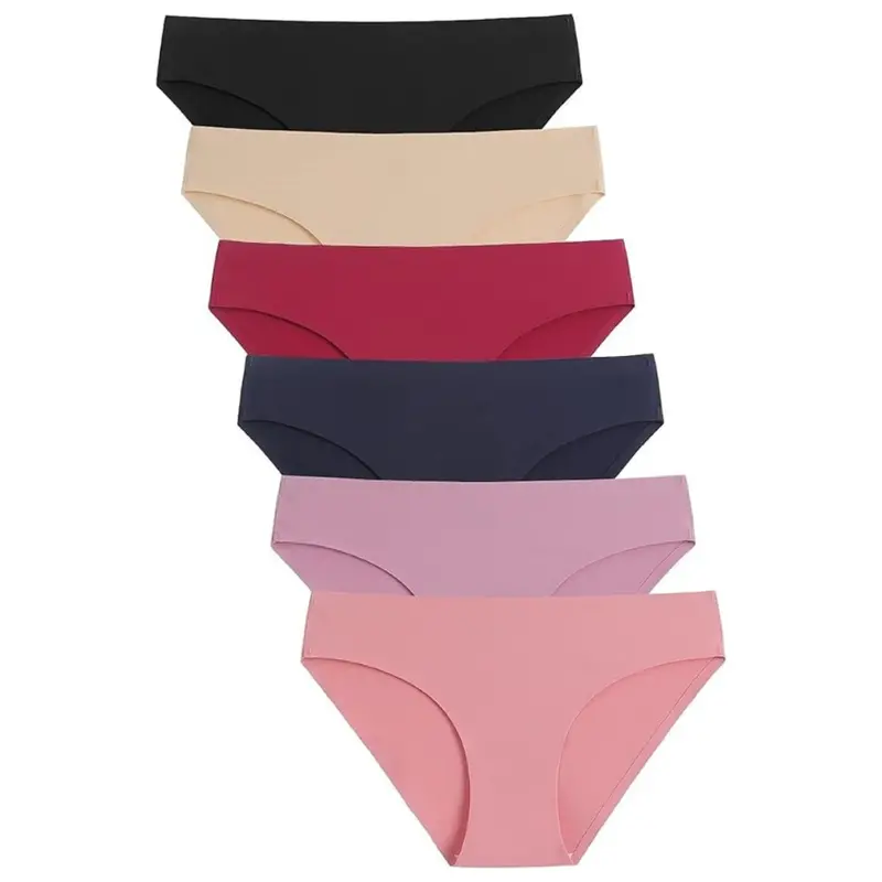6-Pack Women's Seamless No Show Stretch Bikini Panties 1