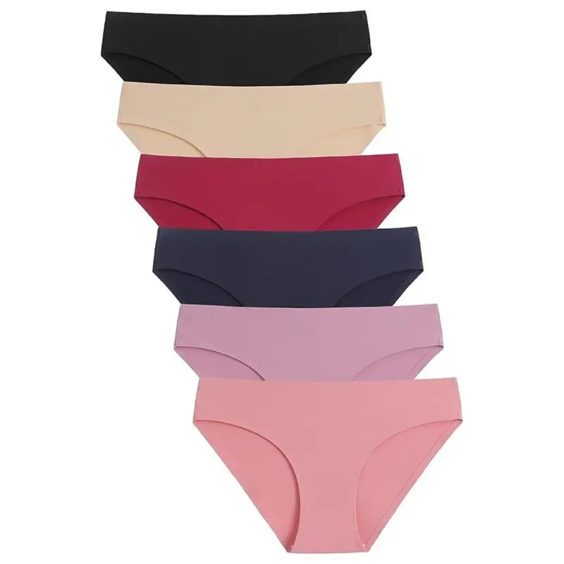 6-Pack Women's Seamless No Show Stretch Bikini Panties 1