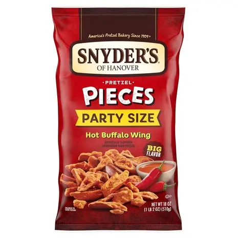 6 Party Size Bags Snyder's Of Hanover Hot Buffalo Wing Flavored Pretzel Pieces (Ou-D) 1