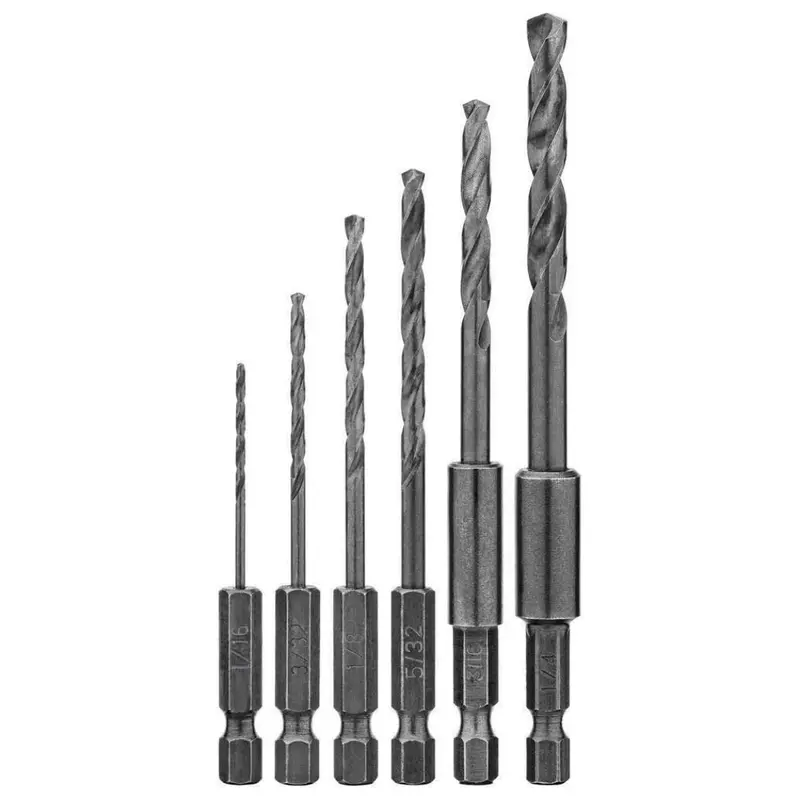 6-Piece Dewalt 1/16" To 1/4" Hex Shank Twist Drill Assortment 1