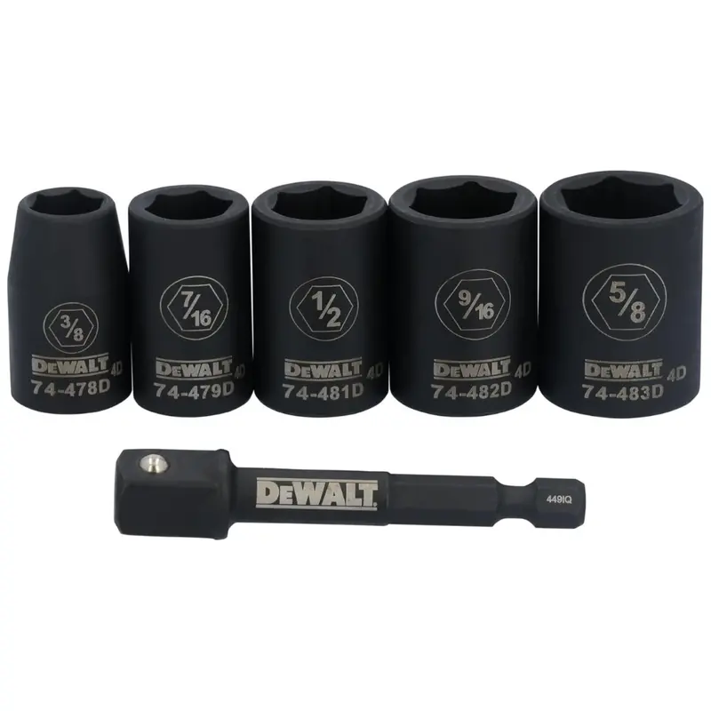 6-Piece Dewalt Drive Impact Standard Sae Socket Set 1