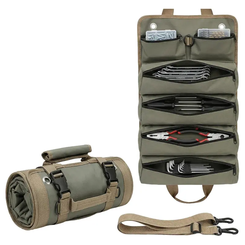6-Pocket Home Garage Roll-Up Tool Bag Organizer 1