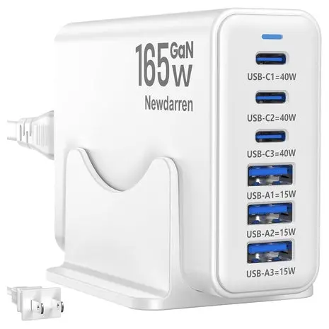 6-Port 165W Gan Usb-C Charging Station 1