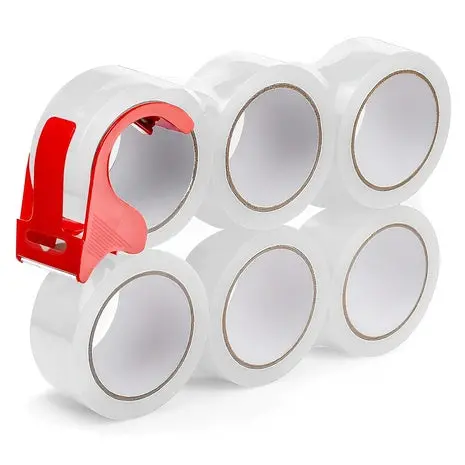 6 Rolls Clear Packing Tape With Dispenser 1