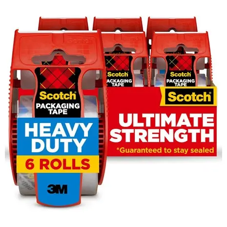 6 Rolls Scotch Heavy Duty Packaging Tape With Dispensers 1