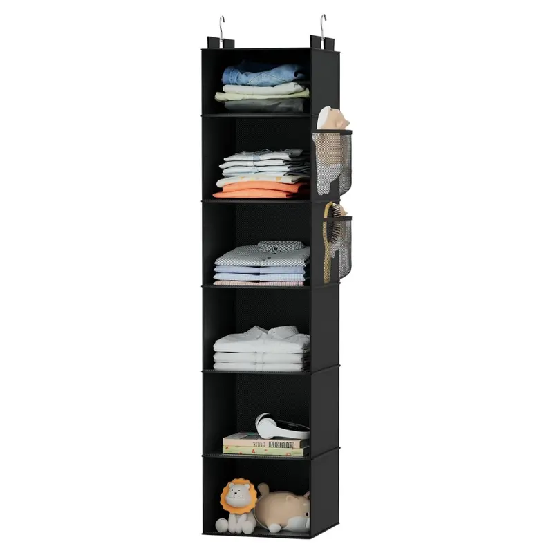 6-Shelf Hanging Closet Organizer And Storage With Bamboo Support (3 Colors) 1
