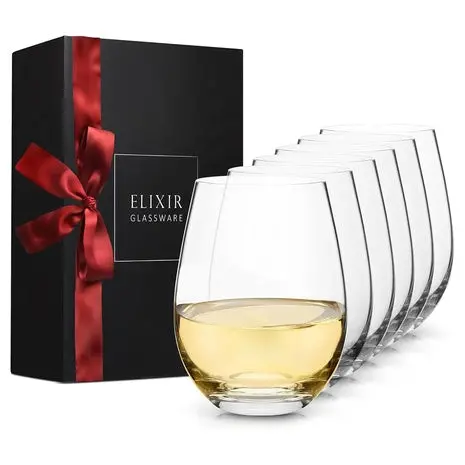 6 Stemless Wine Glasses 1