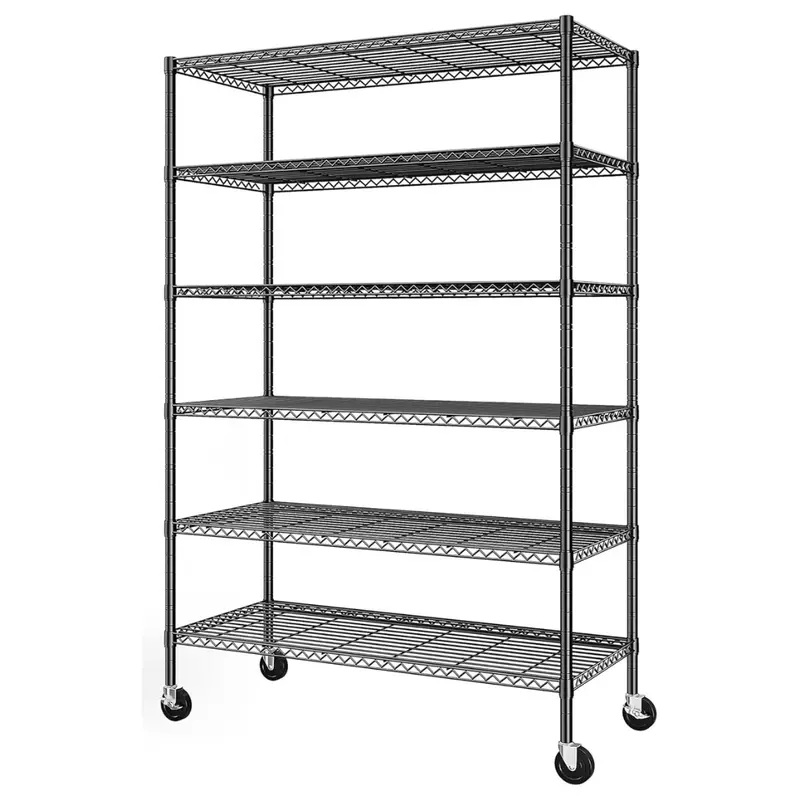 6-Tier Adjustable Wire Shelving Unit With Wheels (82"H X 45"W X 18"D) 1