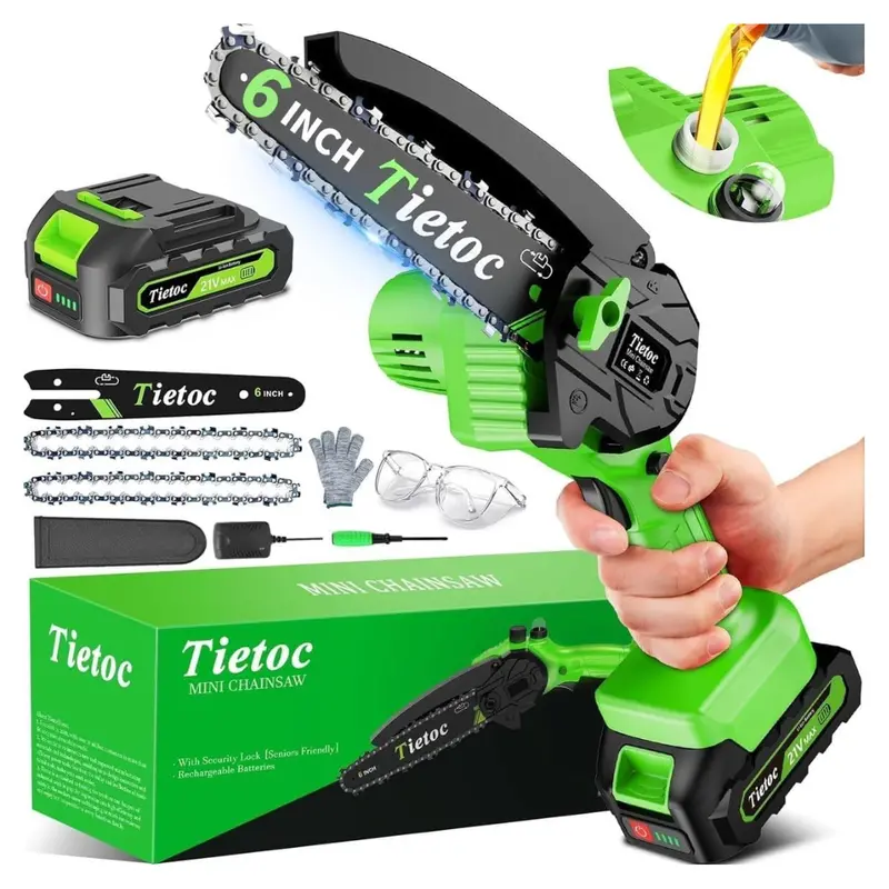 6" Tietoc Electric Cordless Mini Chainsaw With Battery & Charger 1