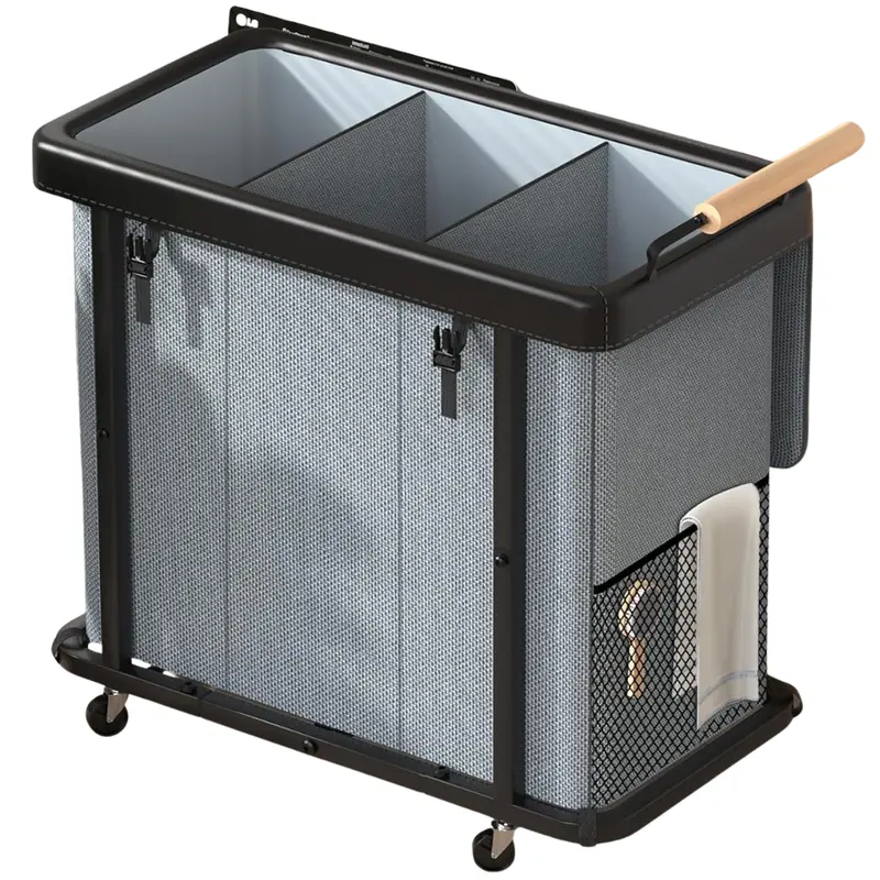 60-Gallon 3-Section Laundry Hamper With Wheels And Handle 1