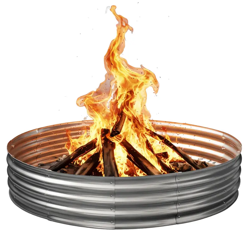 60'' Galvanized Heavy Duty Wood Steel Fire Pit Ring 1