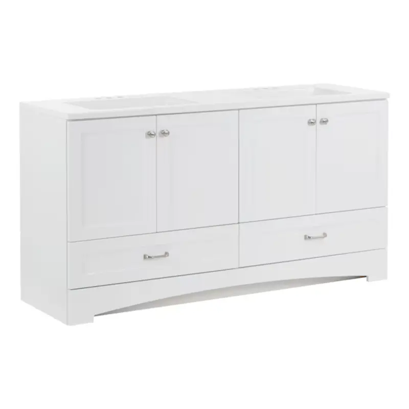 60" Marble Top Double Sink Bathroom Vanity 1