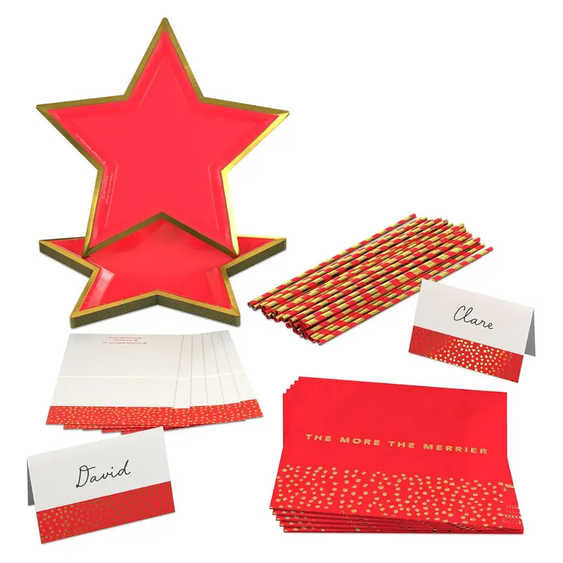60-Pack Crayola Color Pop Scarlet Red & Gold Star Party Supplies Set 1