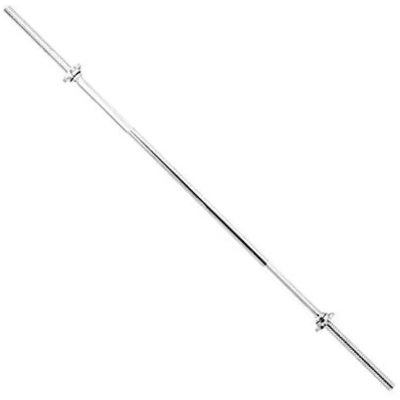 60" Sunny Health & Fitness Threaded Chrome Barbell Bar W/ Ring Collars 1