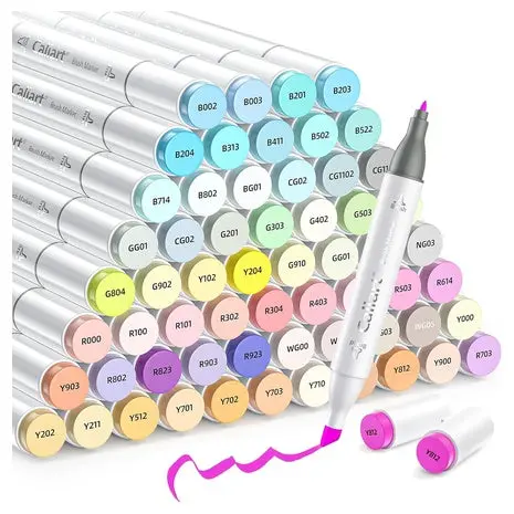 61 Caliart Dual Tip Pastel Markers Set 1