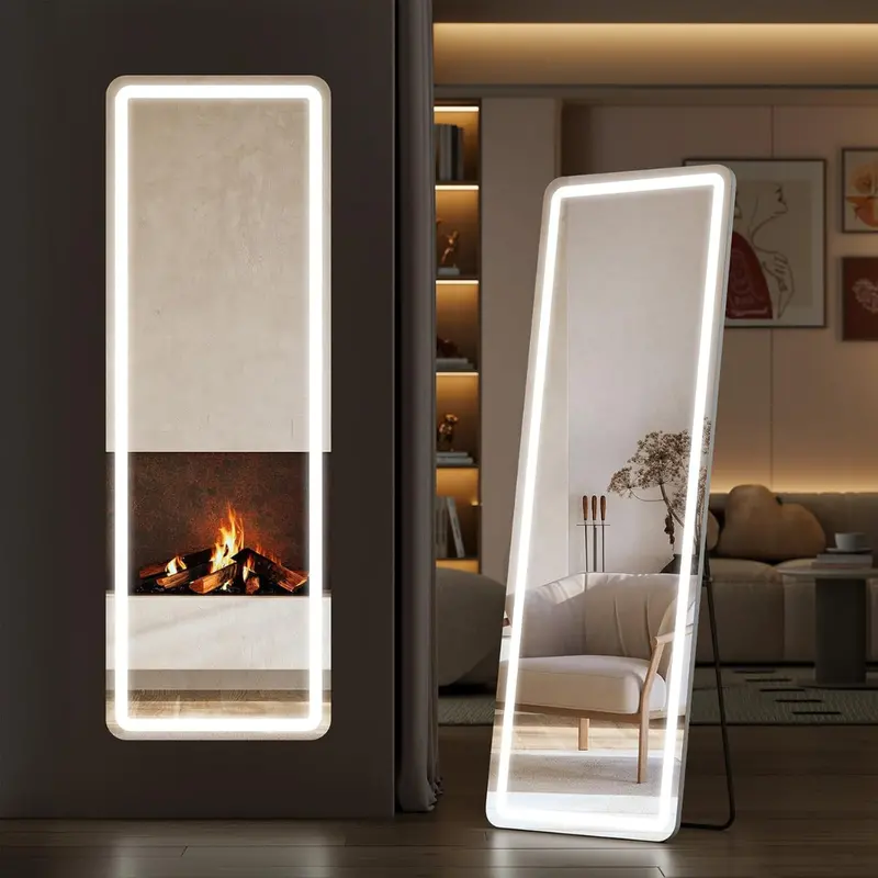 61" X 17" Sweetcrispy Full Length Floor Mirror With Led Lights 1