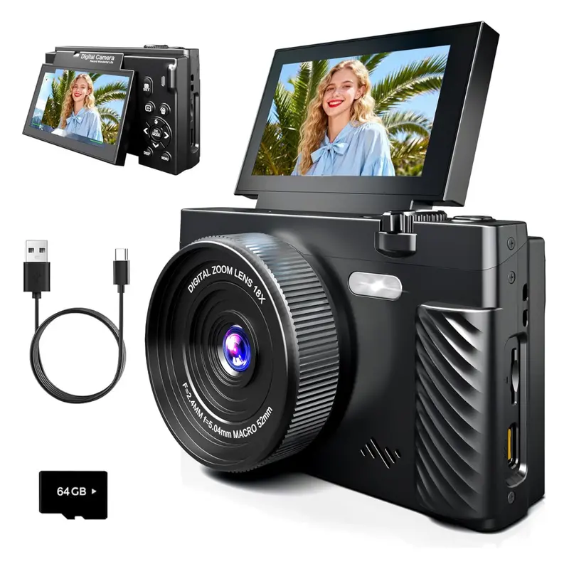 64Mp Wifi & 3" Flip Screen Hd Digital Camera 1