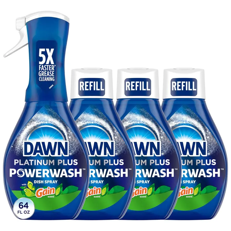 64Oz Dawn Powerwash Gain Original Liquid Dish Soap 1 Starter Kit + 3 Refills 1