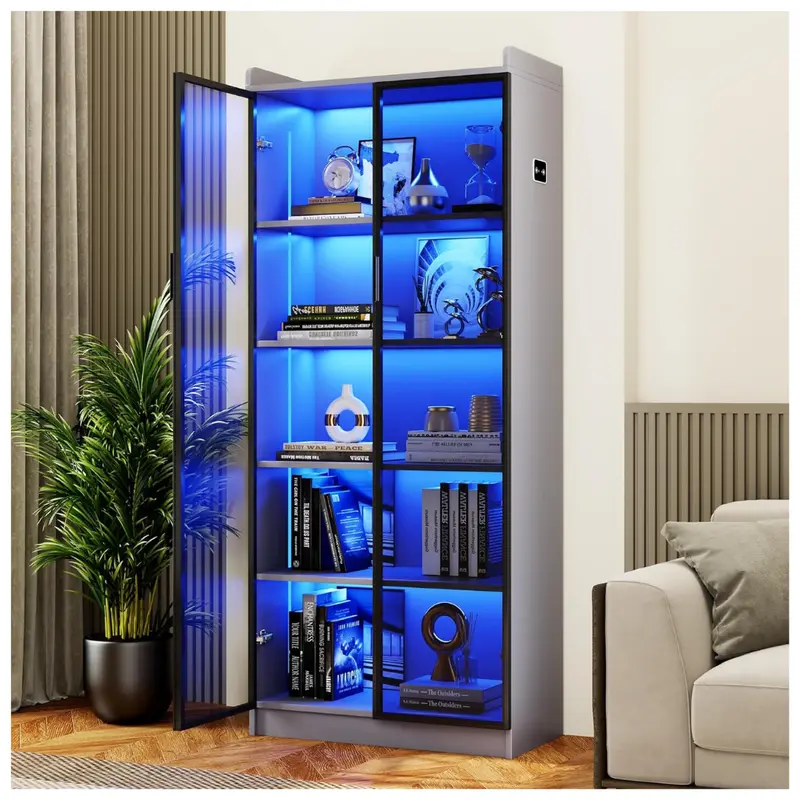 65" Tall Display Cabinet With Doors 1