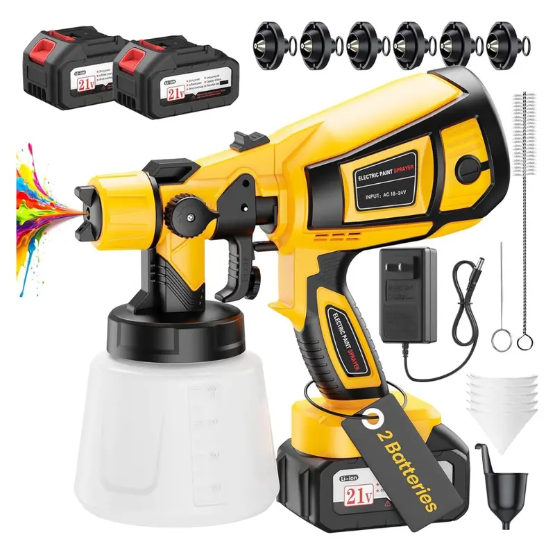 650W Hvlp 21V Cordless Paint Sprayer With 2 Batteries 1