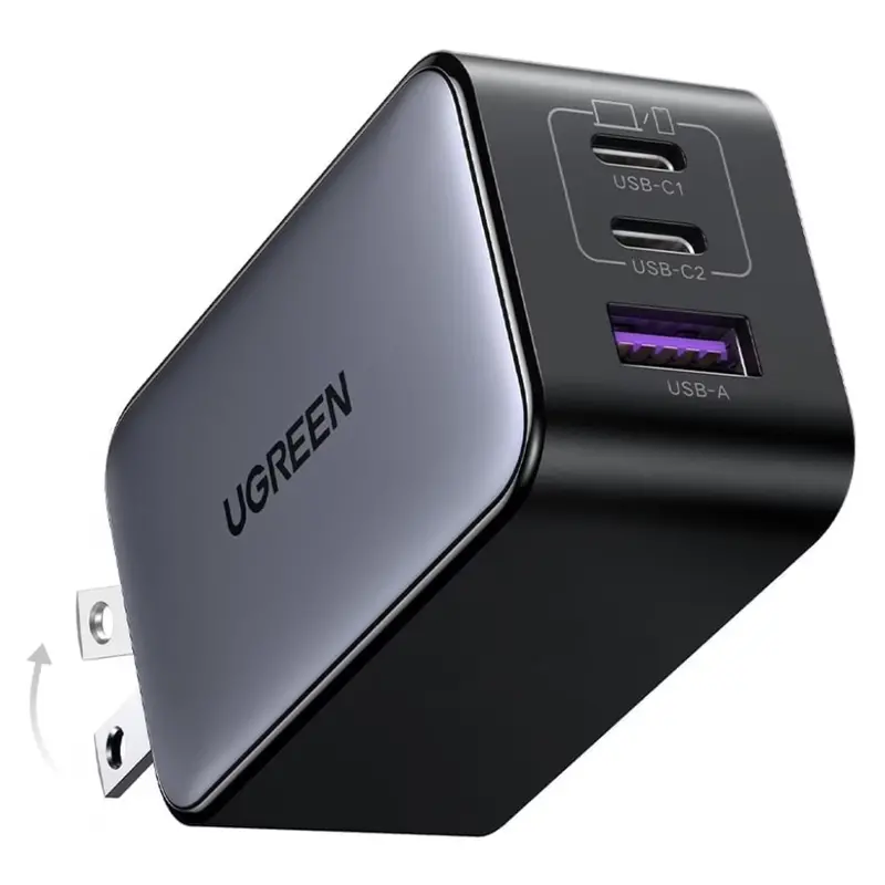 65W Ugreen Nexode Gan 3-Port Usb-C & Usb-A Foldable Charger 1