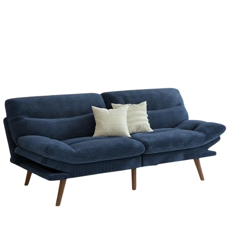 66" Corduroy Futon Couch Convertible With Adjustable Backrest 1