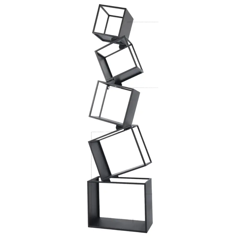 67" 5-Tier Geometric Metal Corner Bookshelf 1