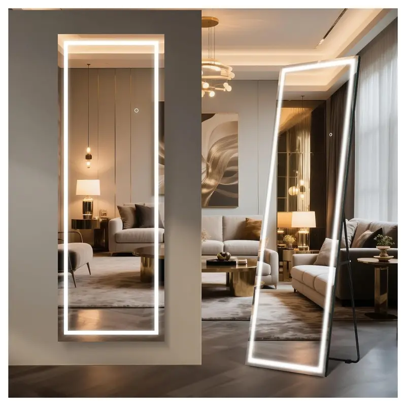67" X 24" Frameless Dimmable 3 Color Led Tempered Glass Mirror 1