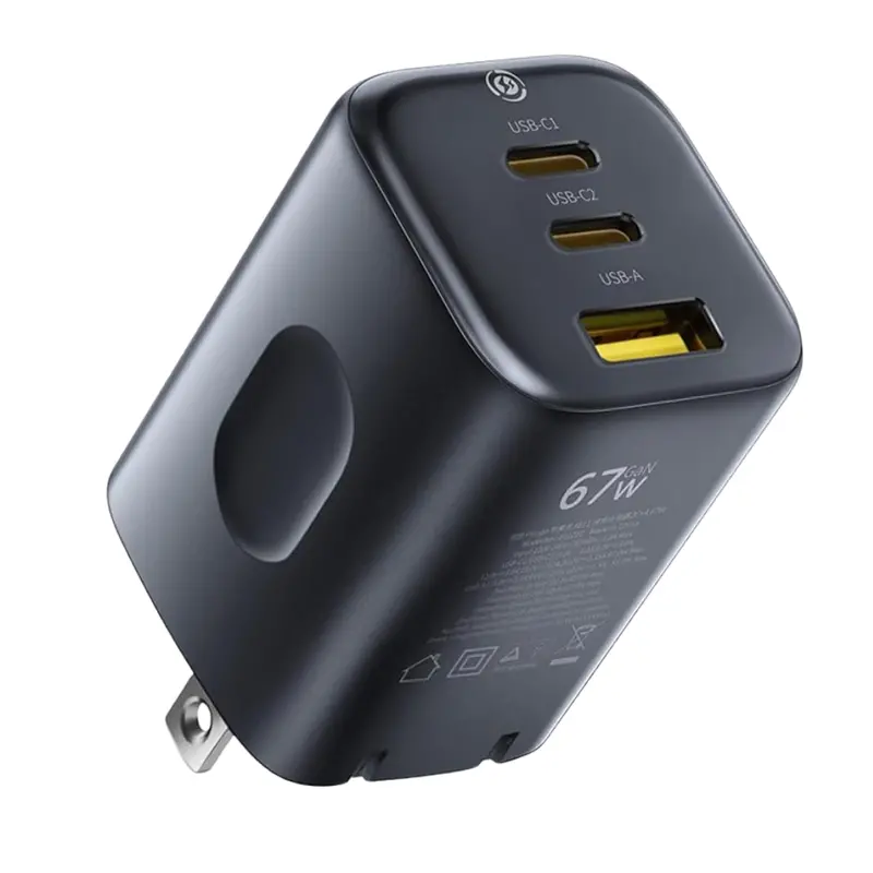 67W Baseus Picogo 3-Port Usb-C Wall Charger W/ Foldable Plug 1