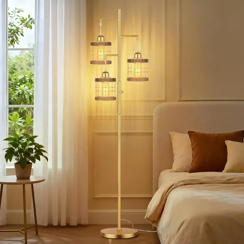 68" Stepless Dimmable Tree Floor Lamp W/ 3 Led Bulbs 1