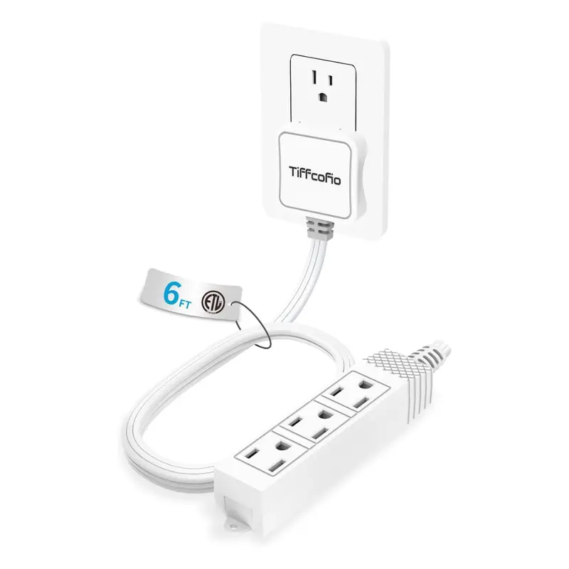 6Ft 3-Prong Outlet Strip Flat Plug Extension Cord 1