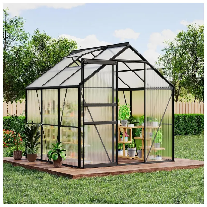 6Ft X 6Ft Walk-In Aluminum Frame Polycarbonate Greenhouse 1