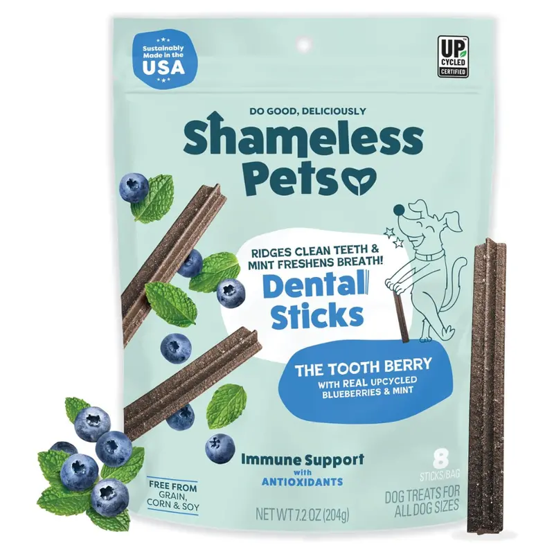 7.2 Ounce Shameless Pets The Tooth Berry Healthy Dental Sticks 1