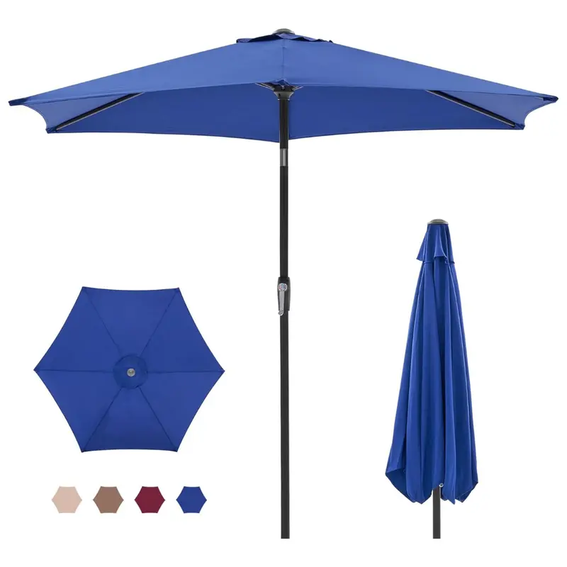 7.5Ft 8-Ribs Patio Umbrella With Tilt And Crank Button (2 Colors) 1