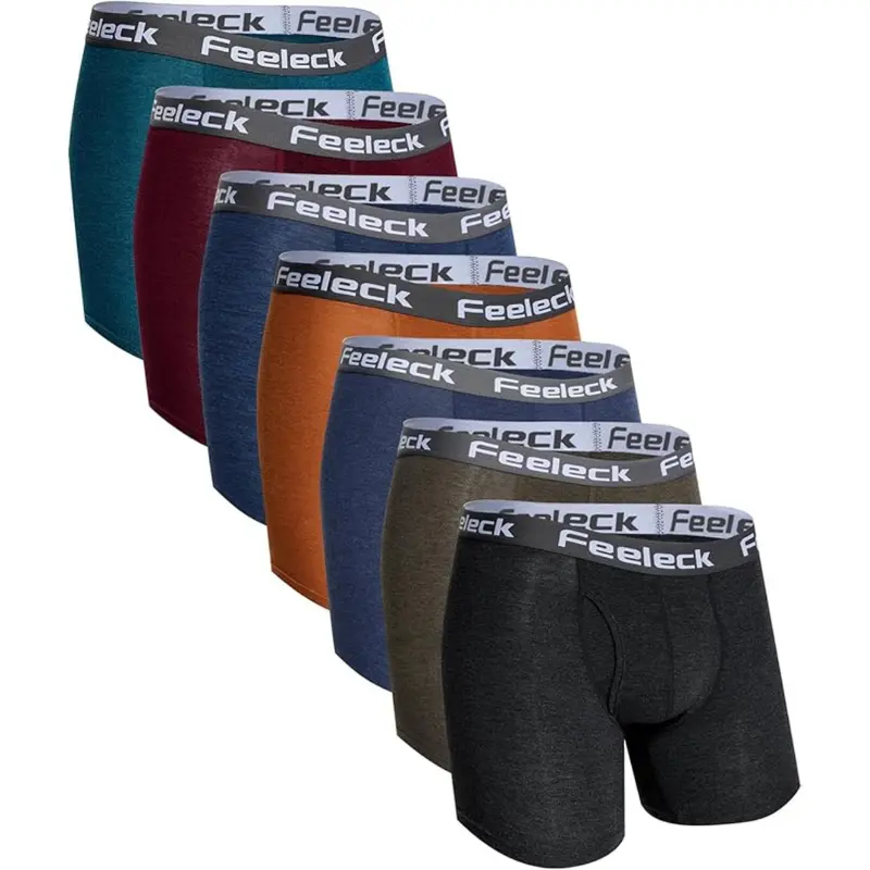 7-Pack Feeleck Men's Moisture Wicking Rayon Boxer Briefs 1
