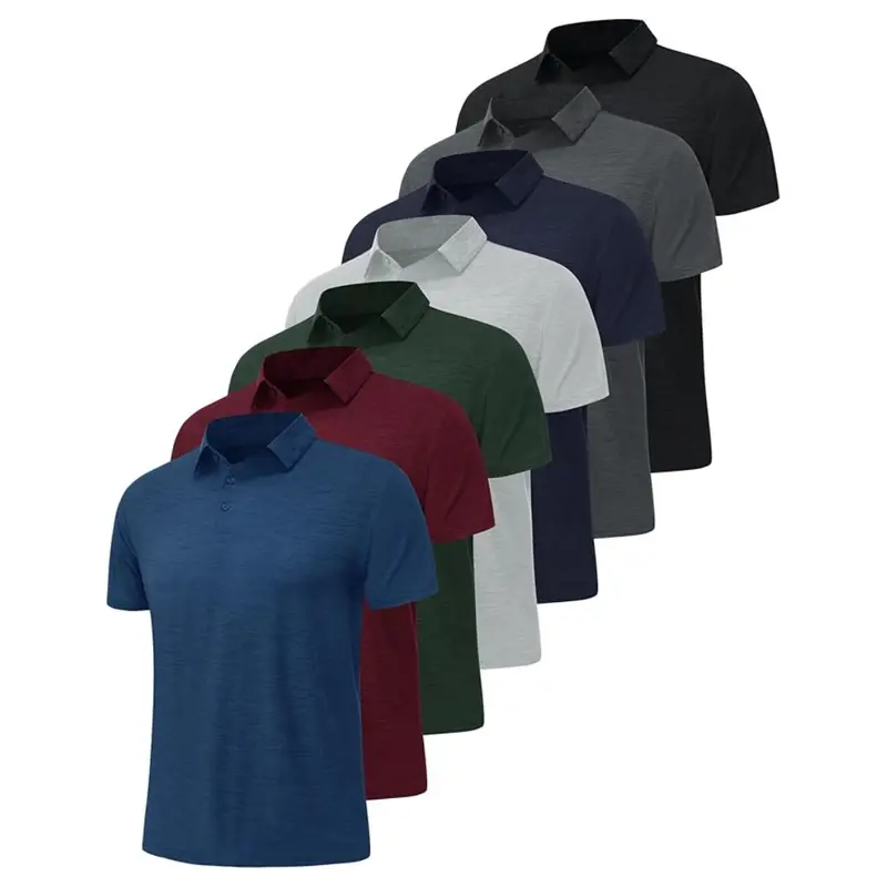 7-Pack Men's Quick Dry Moisture Wicking Polo Shirts 1