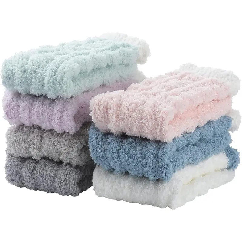 7-Pairs Women's Fluffy Coral Fleece Slipper Socks 1