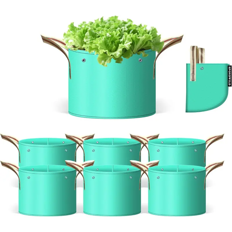 7-Piece 5-Gallon Pe Garden Grow Bags W/ Branch-Binding & Drain Holes 1