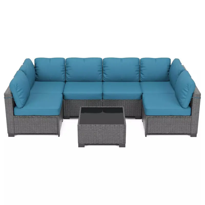 7-Piece All-Weather Polyethylene Rattan Outdoor Patio Furniture Set 1