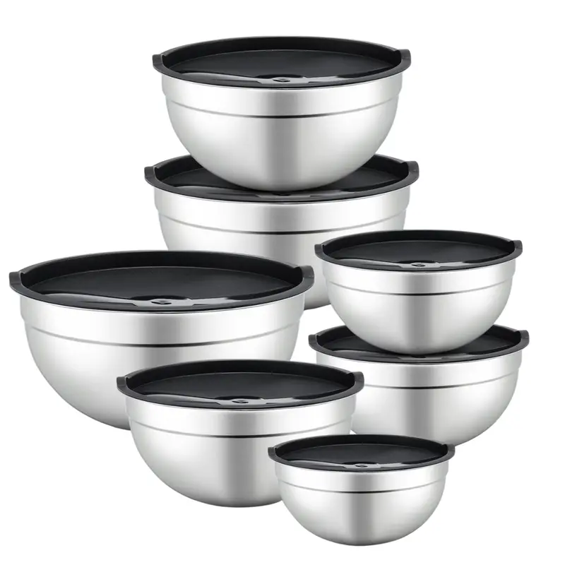 7-Piece Mirdinner Mixing Nesting Stainless Steel Bowls Set W/ Lids 1