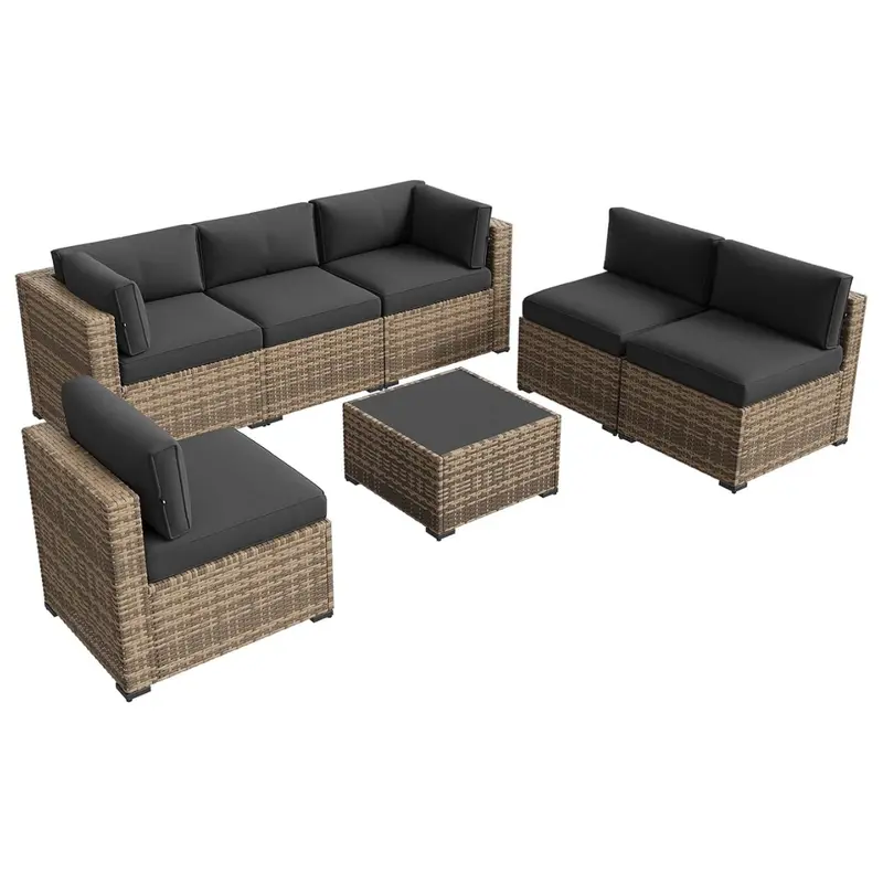 7-Piece Patio Conversation Furniture Sectional Sofa Sets 1