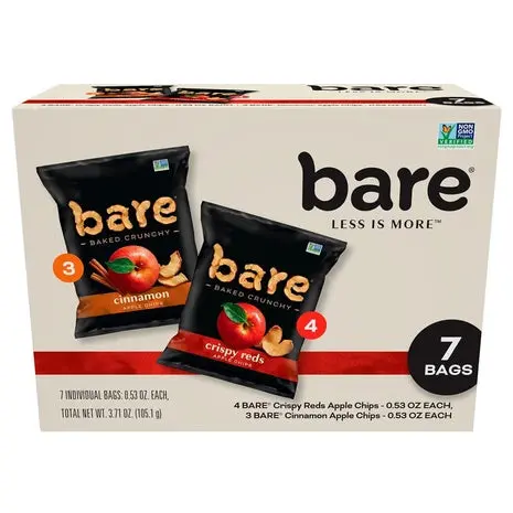 7 Snack Bags Bare Baked Crunchy Apple Chips Variety 1