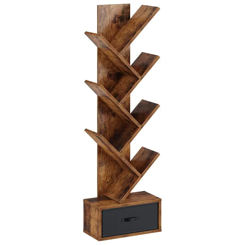 7-Tier Rolanstar Tree Bookshelf With Drawer 1