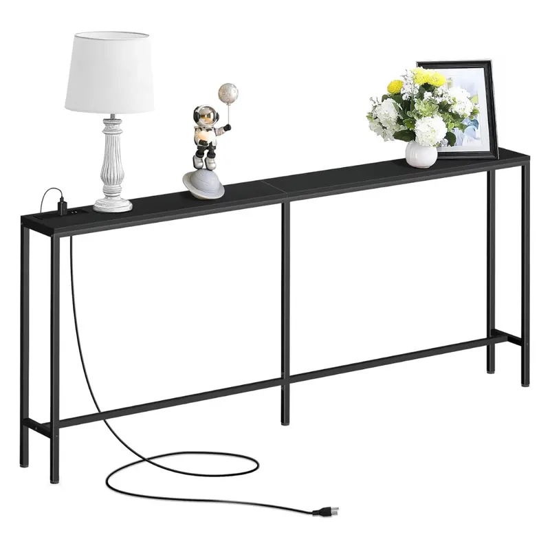 70'' Console Long Sofa Table With Power Outlet 1